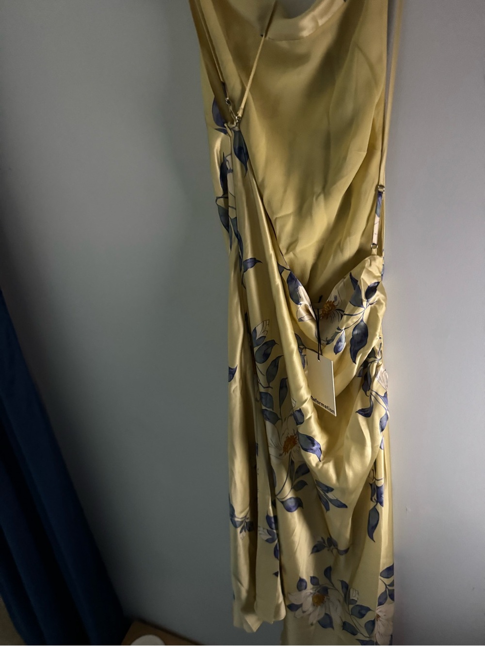 Reformation Scotia Yellow Floral Asymmetrical Slip Dress - Picture 3 of 6